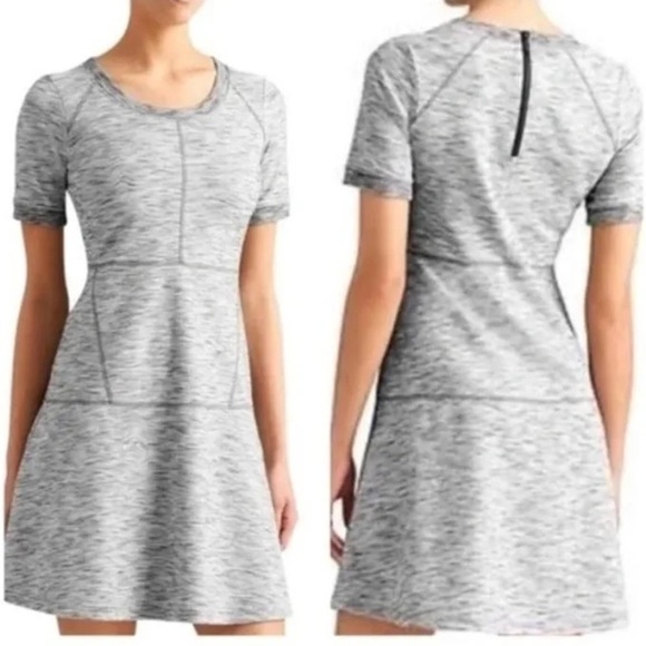 Athleta En Route Space Dye Gray Fit & Flare Casual Dress Size XS tall - Picture 2 of 10